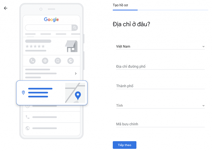 Nhập thông tin địa chỉ chính xác
